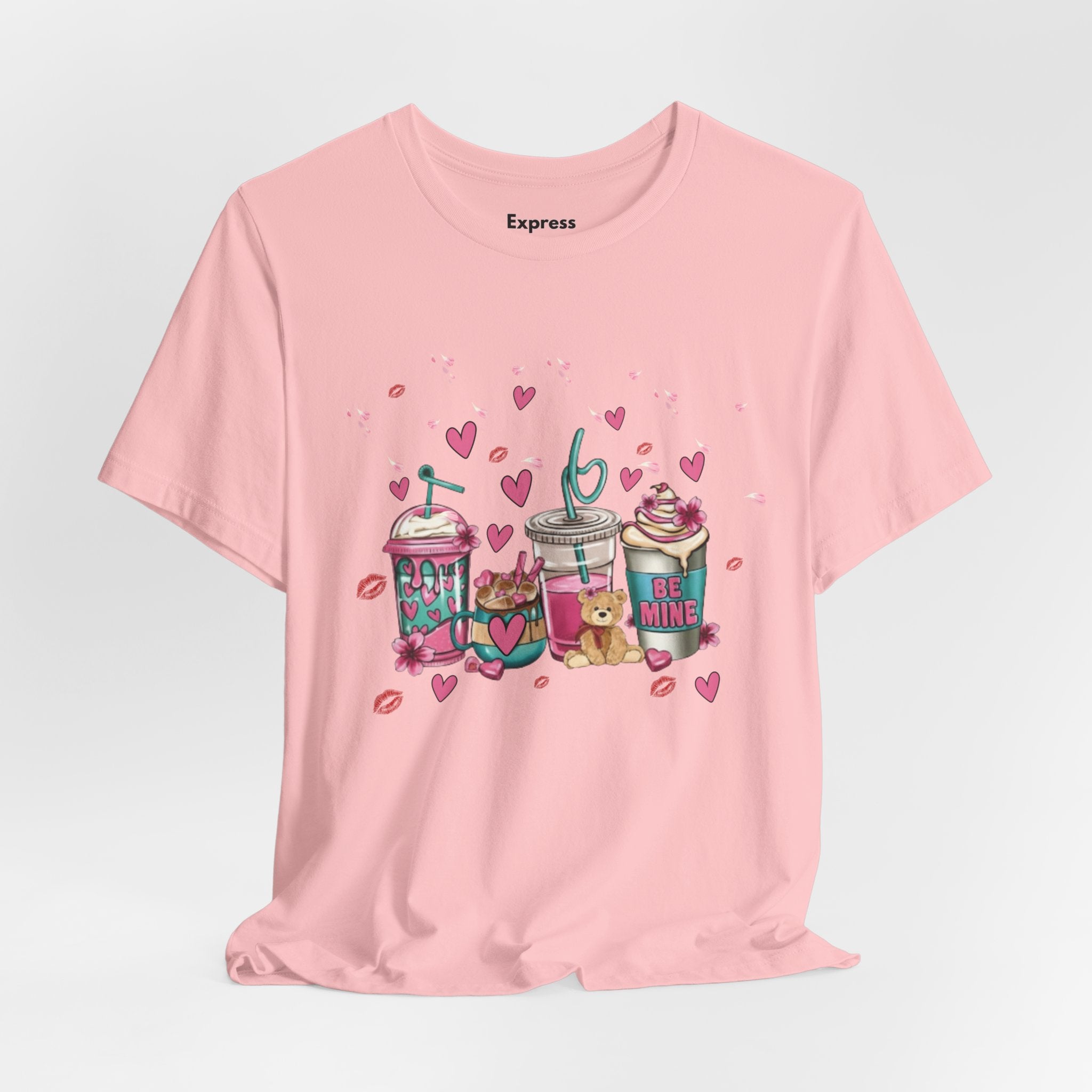 Valentine Sweets Graphic Tee — Cute Dessert Drinks "Be Mine" T‑Shirt