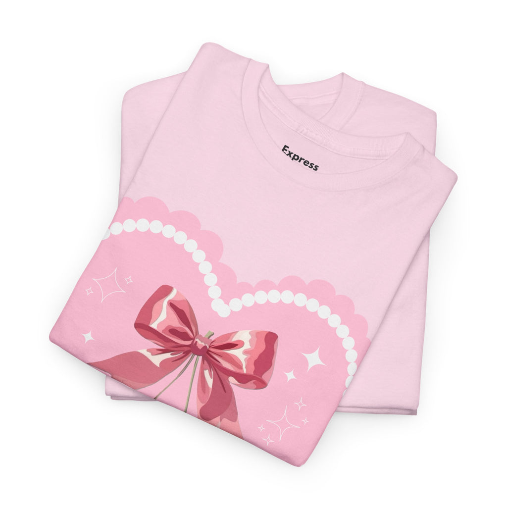 Pink Heart Cherry Graphic Tee — Cute Kawaii Valentine Shirt