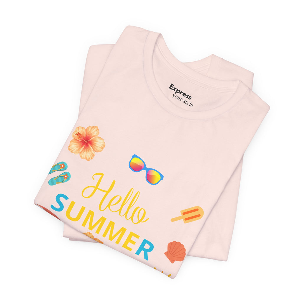 Hello Summer Graphic Tee – Beach Icons T‑Shirt