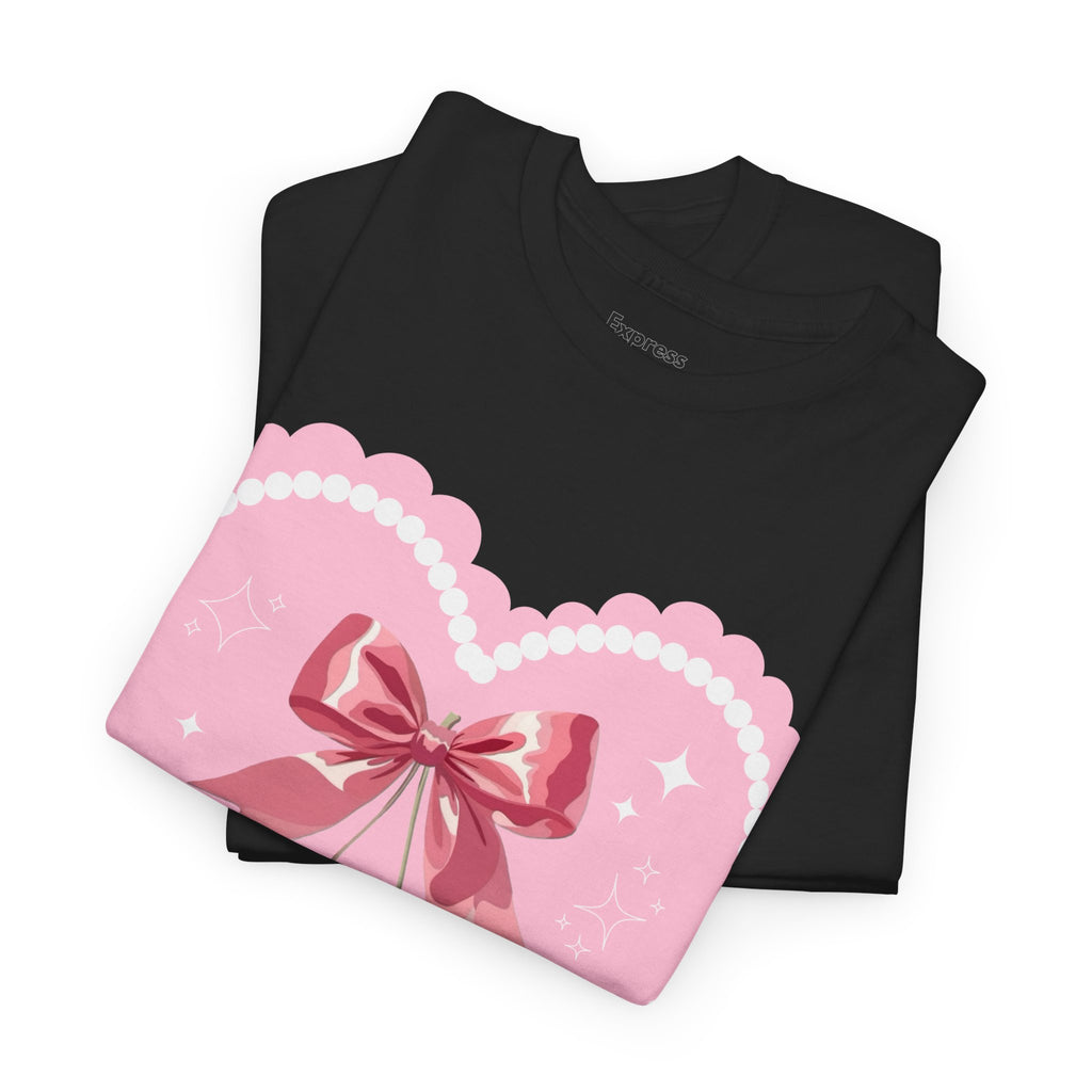 Pink Heart Cherry Graphic Tee — Cute Kawaii Valentine Shirt