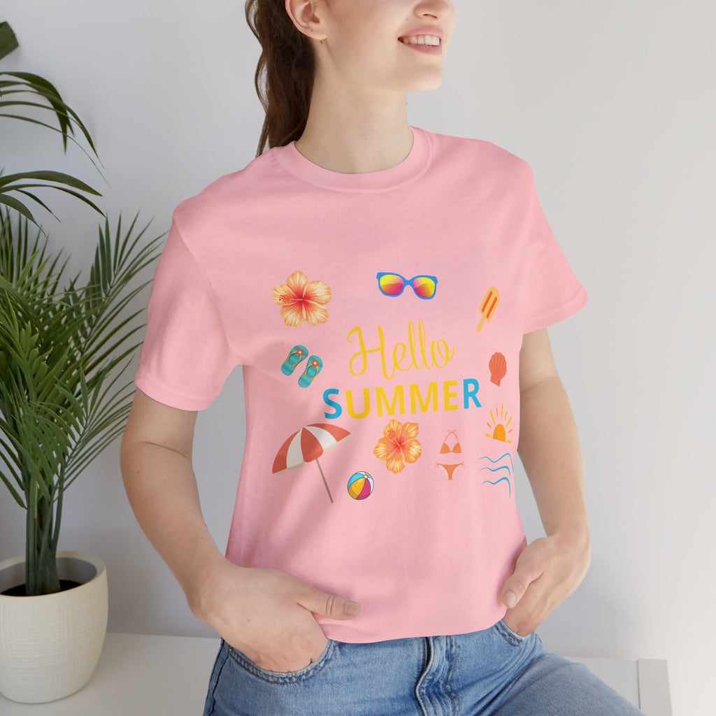 Hello Summer Graphic Tee – Beach Icons T‑Shirt