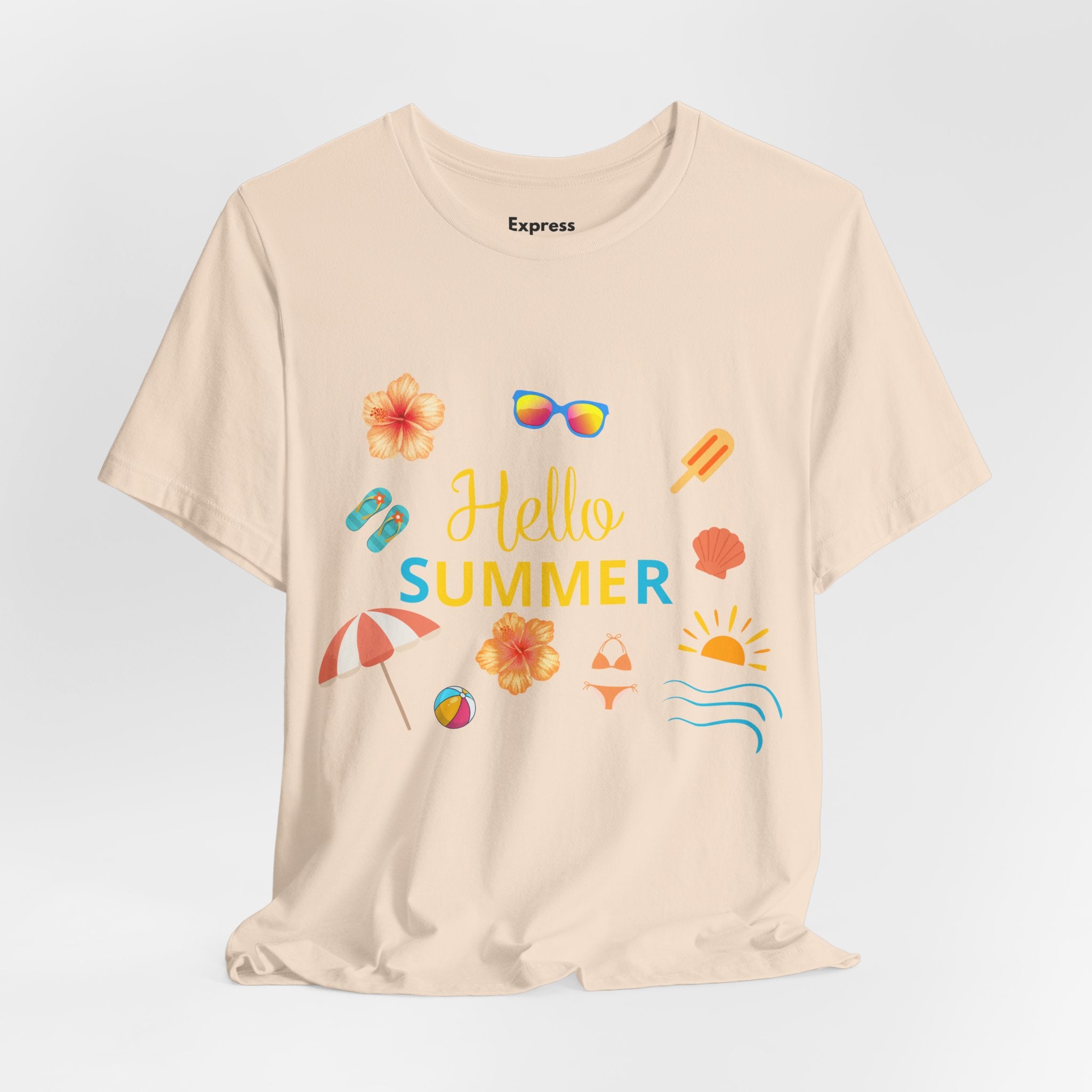 Hello Summer Graphic Tee – Beach Icons T‑Shirt