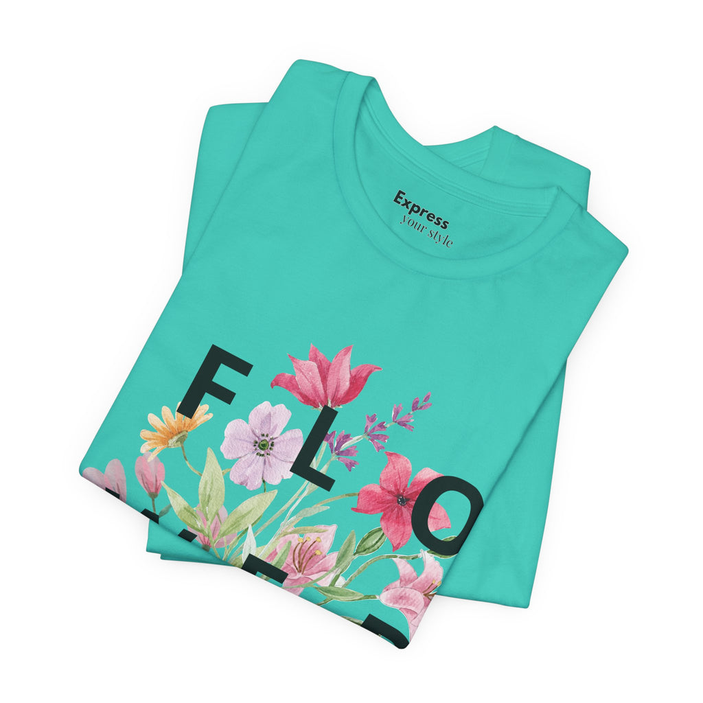 Flower Bouquet Tee — Floral ‘FLOWER’ Graphic T‑Shirt