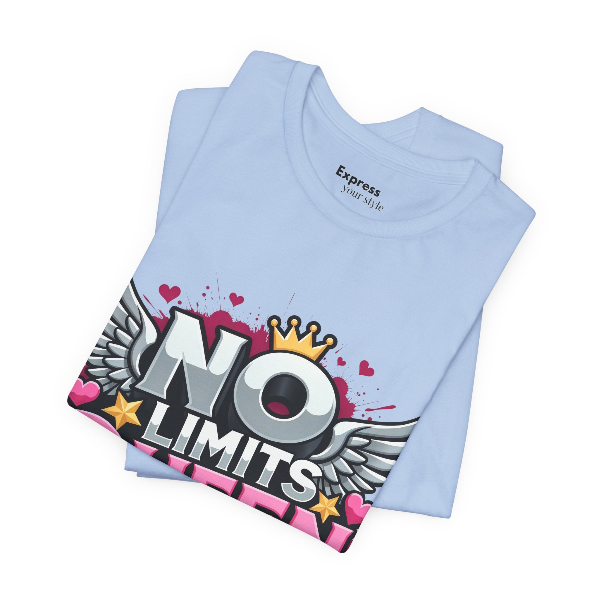 No Limits Queen Graphic Tee — Empowering Pink Crown Winged T-Shirt