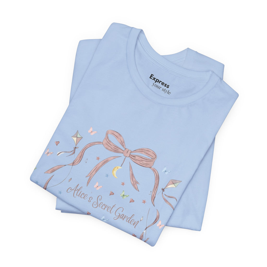Cute Pastel Teddy Garden T‑Shirt — "Alice in Sweet Garden" Cute Vintage Teacup & Clock Design