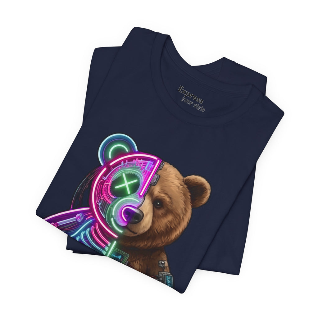 Dualcore Teddy T‑Shirt — Neon Cyberpunk Bear Graphic Tee