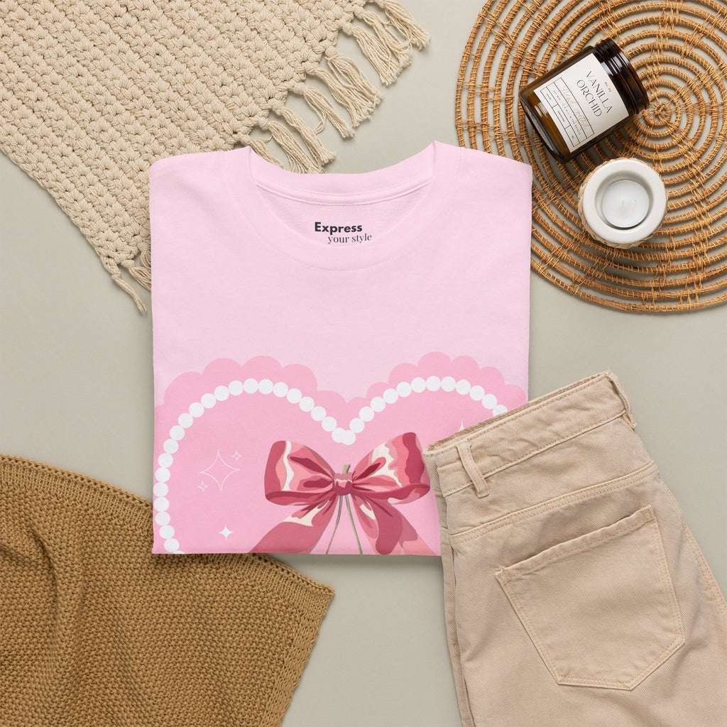 Pink Heart Cherry Graphic Tee — Cute Kawaii Valentine Shirt