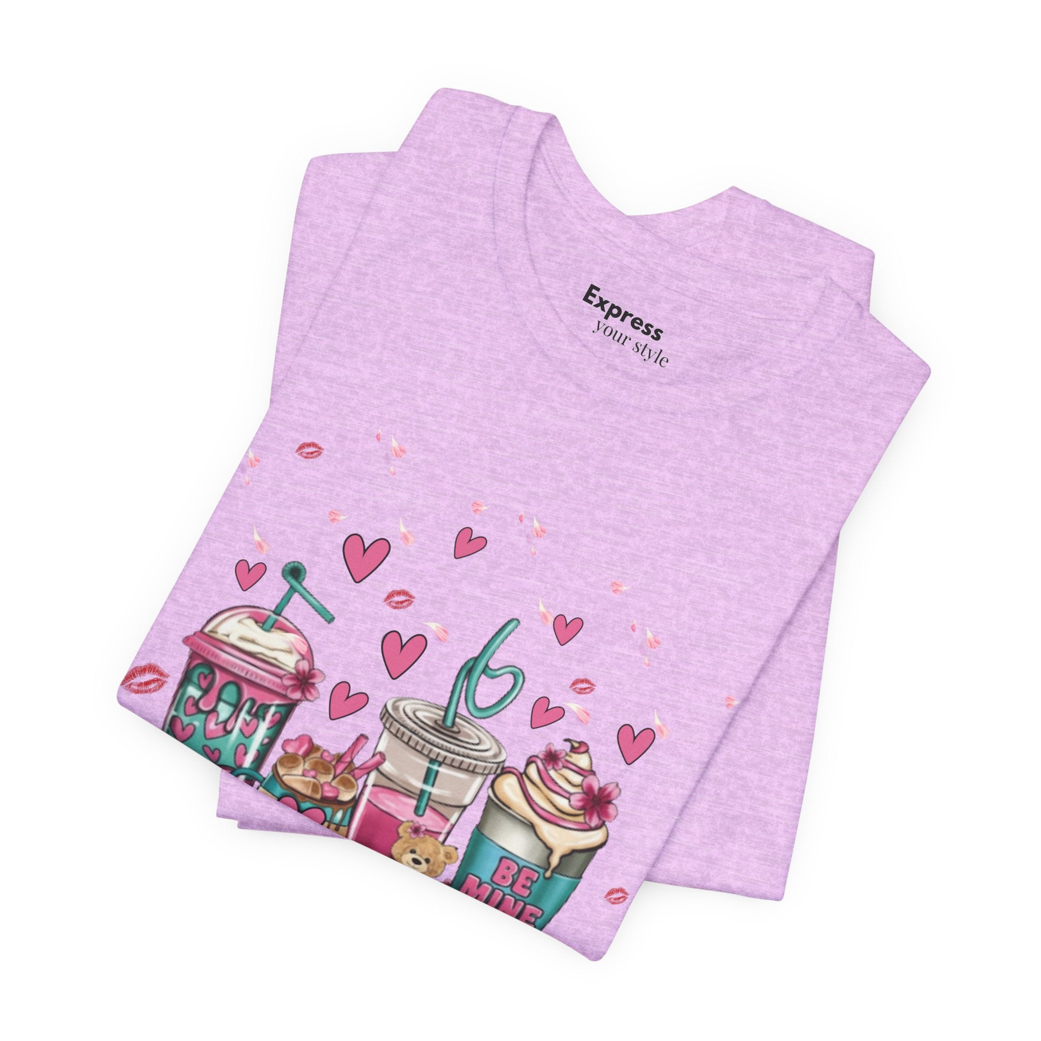Valentine Sweets Graphic Tee — Cute Dessert Drinks "Be Mine" T‑Shirt