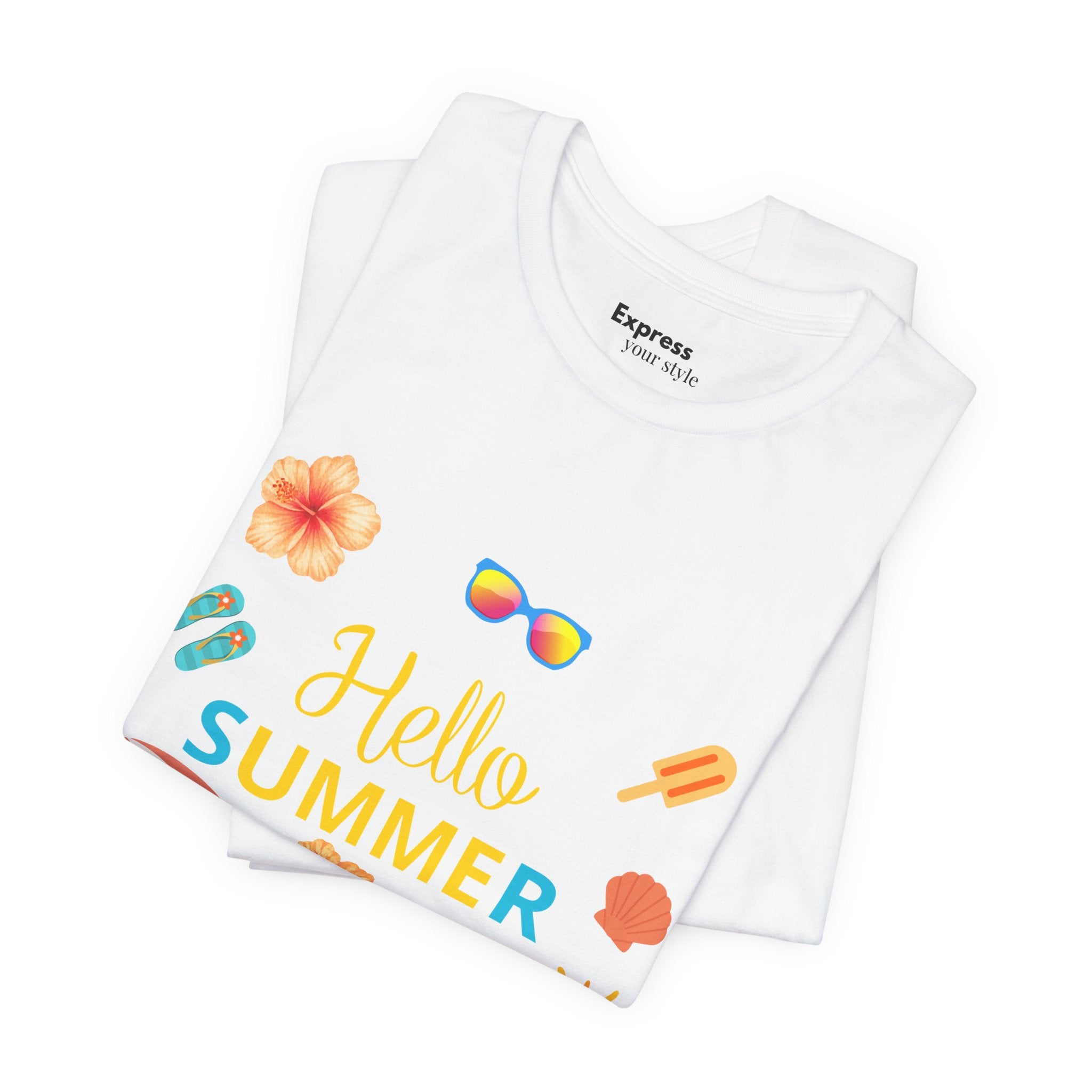Hello Summer Graphic Tee – Beach Icons T‑Shirt