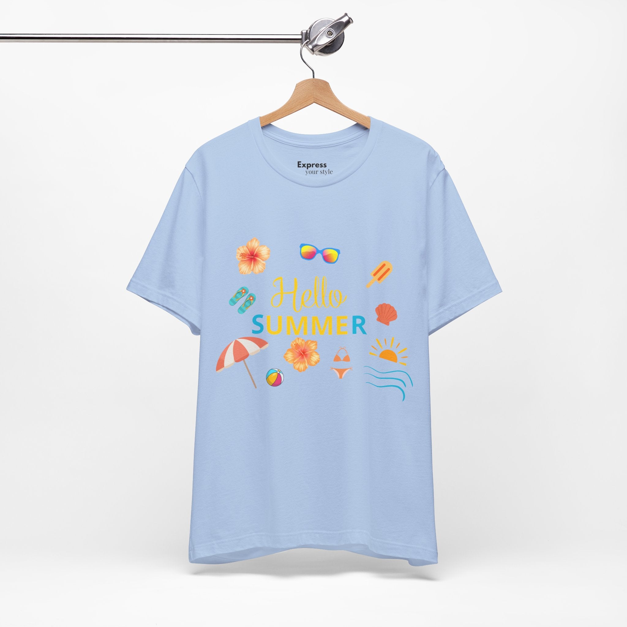Hello Summer Graphic Tee – Beach Icons T‑Shirt