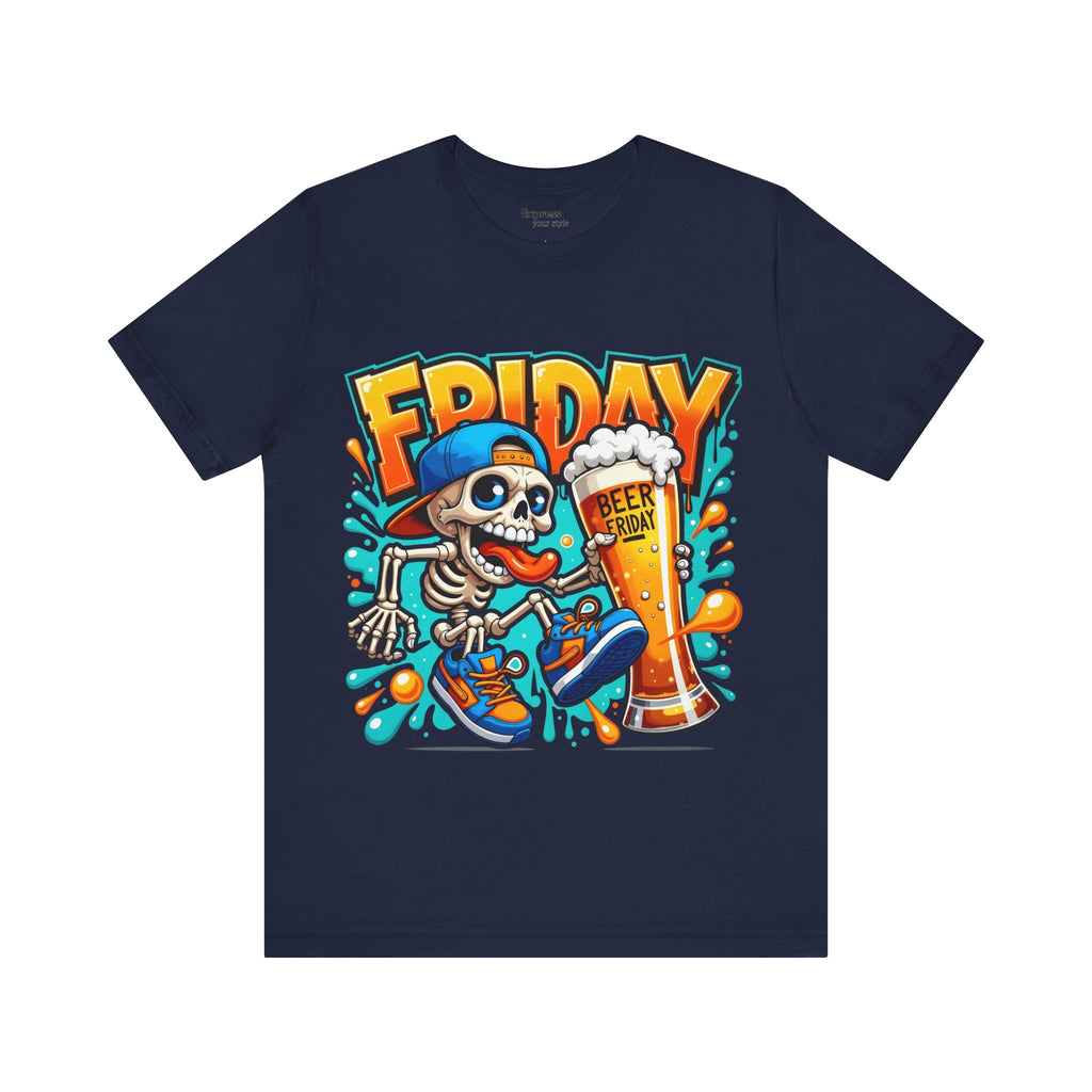 Friday Beer Skeleton Tee – Funny Weekend Drinking T-Shirt