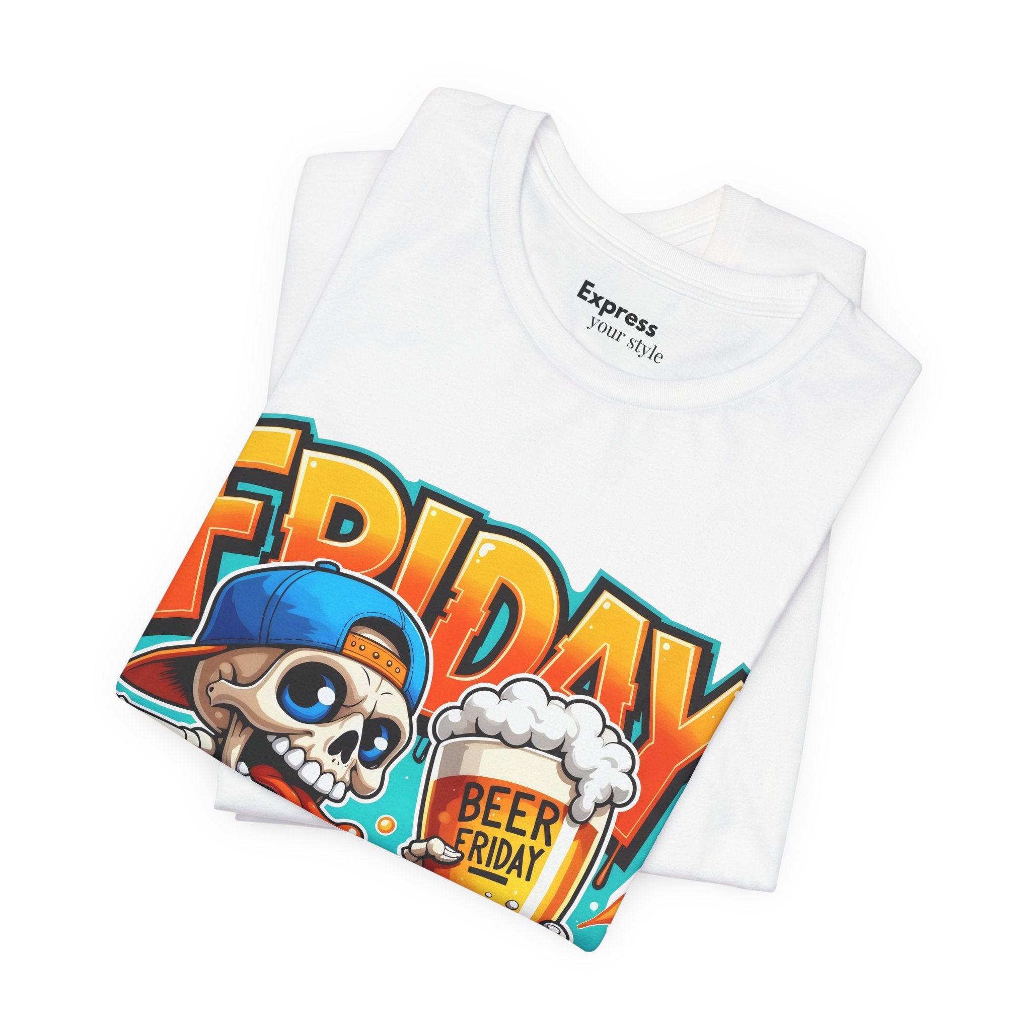 Friday Beer Skeleton Tee – Funny Weekend Drinking T-Shirt