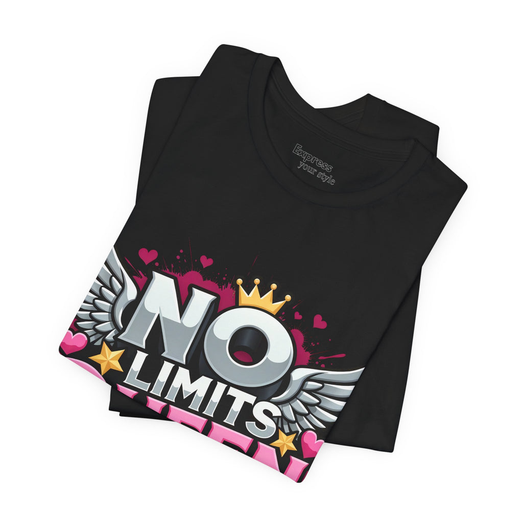 No Limits Queen Graphic Tee — Empowering Pink Crown Winged T-Shirt