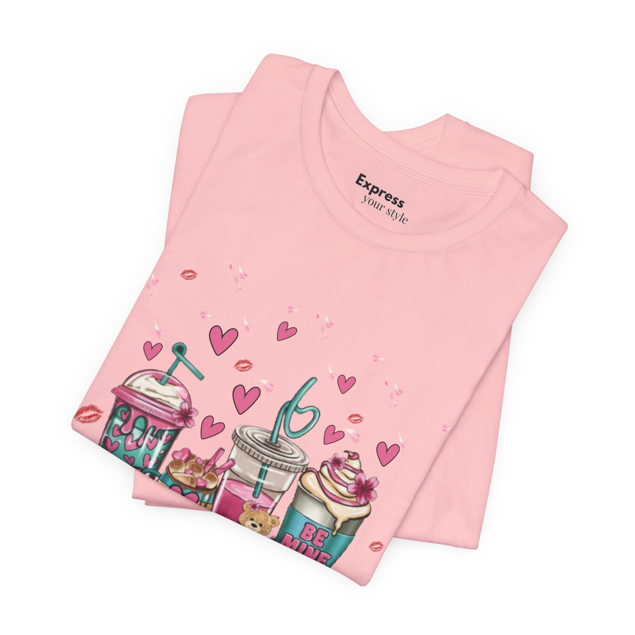 Valentine Sweets Graphic Tee — Cute Dessert Drinks "Be Mine" T‑Shirt