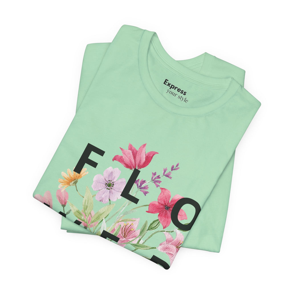 Flower Bouquet Tee — Floral ‘FLOWER’ Graphic T‑Shirt