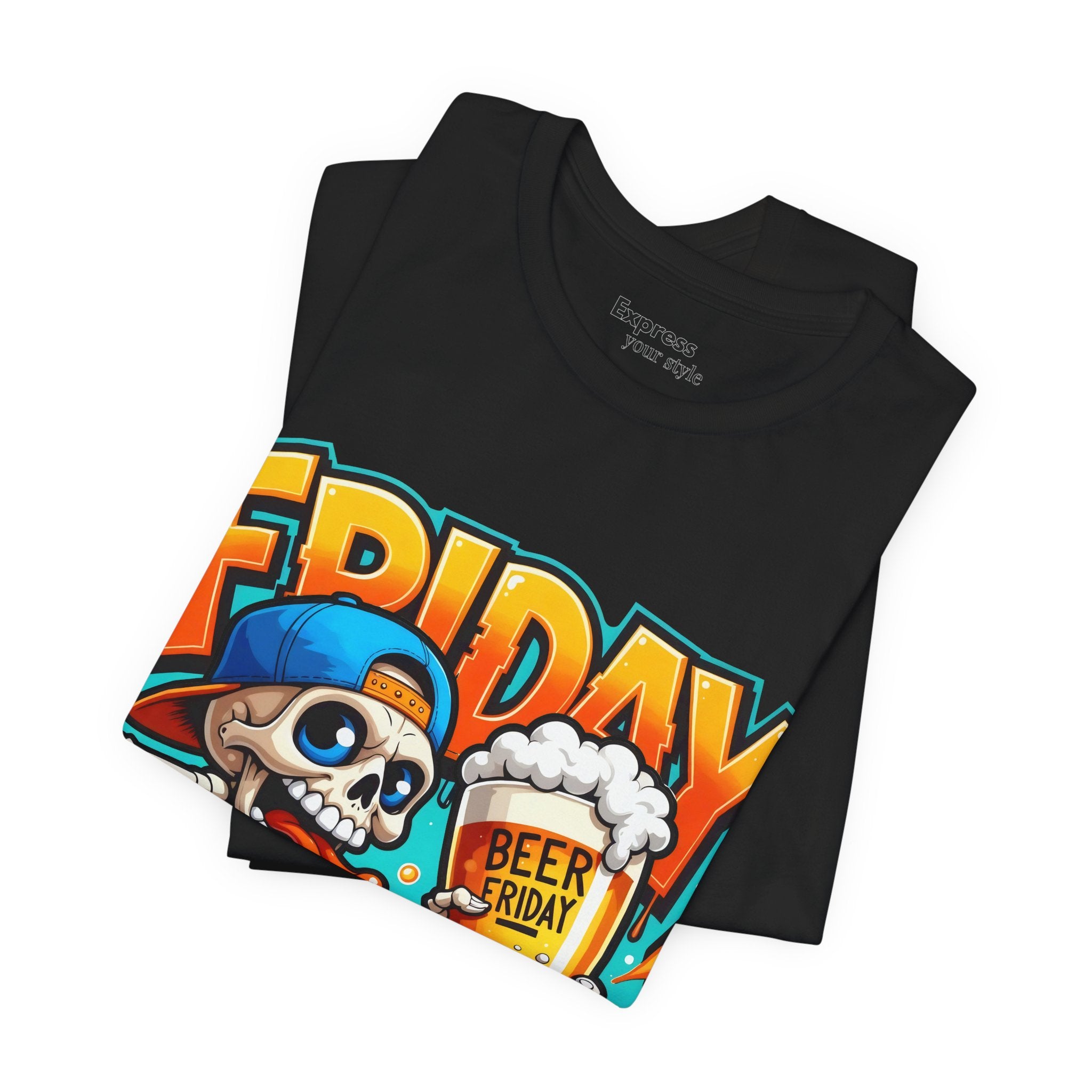 Friday Beer Skeleton Tee – Funny Weekend Drinking T-Shirt