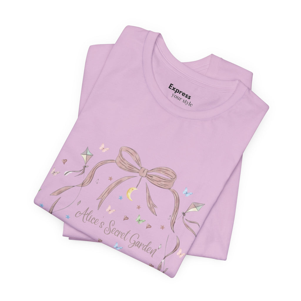 Cute Pastel Teddy Garden T‑Shirt — "Alice in Sweet Garden" Cute Vintage Teacup & Clock Design