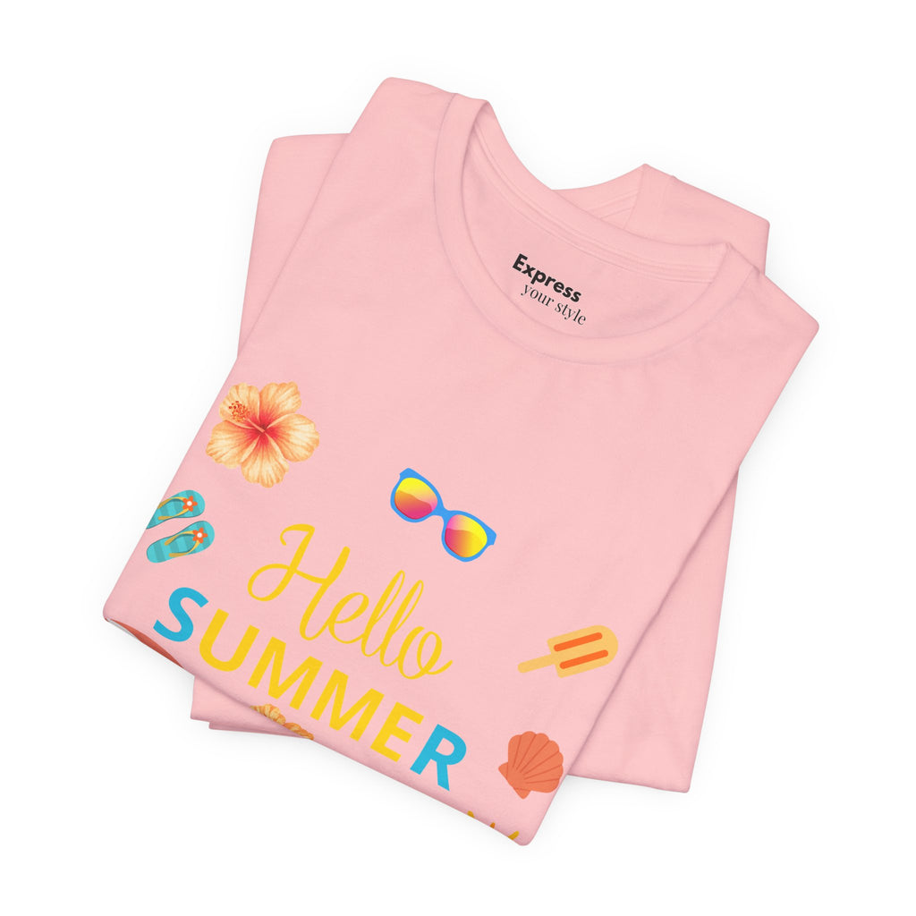 Hello Summer Graphic Tee – Beach Icons T‑Shirt