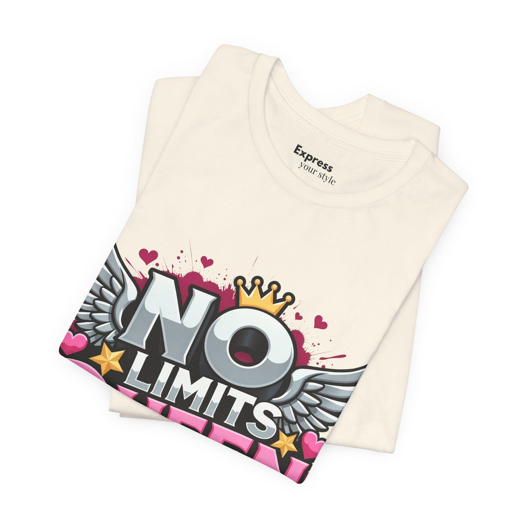 No Limits Queen Graphic Tee — Empowering Pink Crown Winged T-Shirt