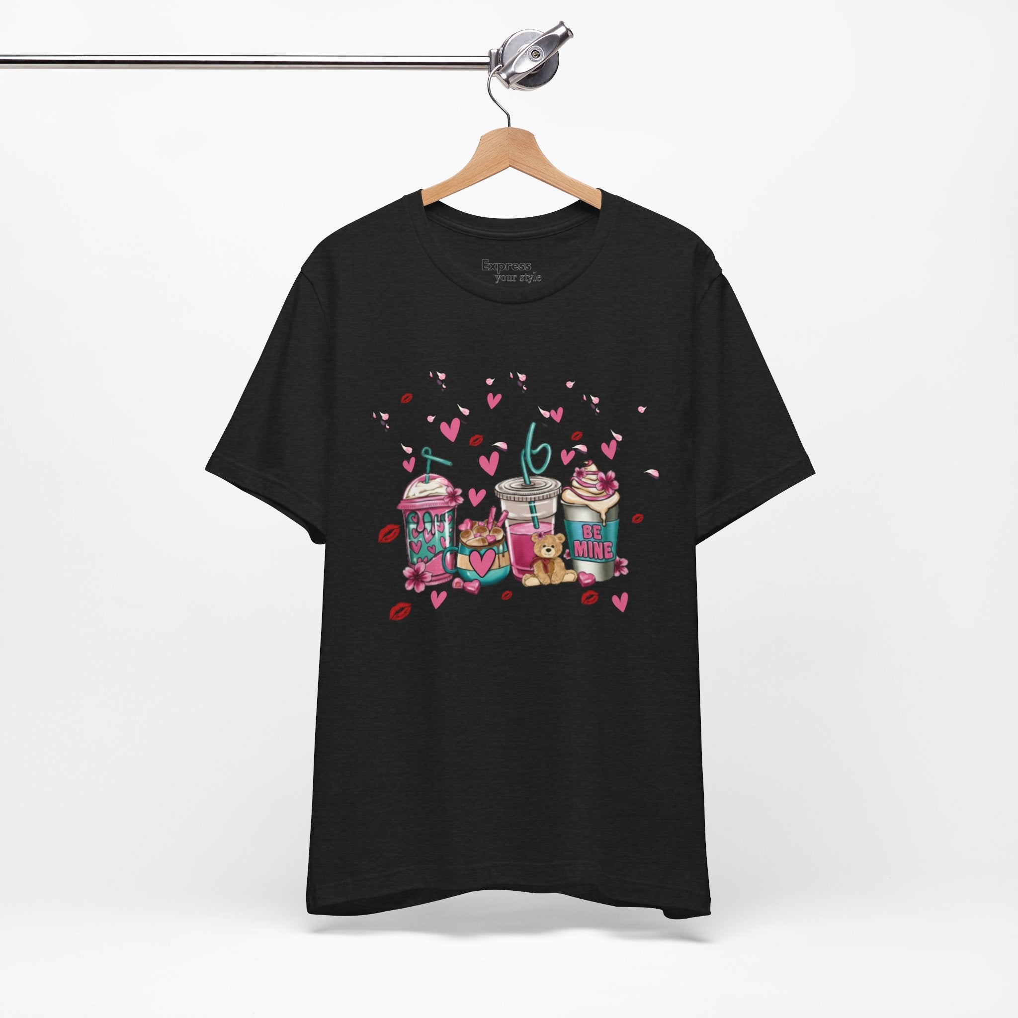 Valentine Sweets Graphic Tee — Cute Dessert Drinks "Be Mine" T‑Shirt