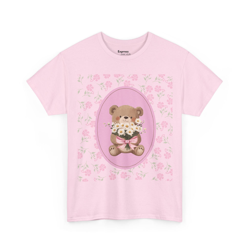 Cute Teddy Bear Bouquet Tee — Pink Floral Baby Shower & New Mom Gift T-Shirt