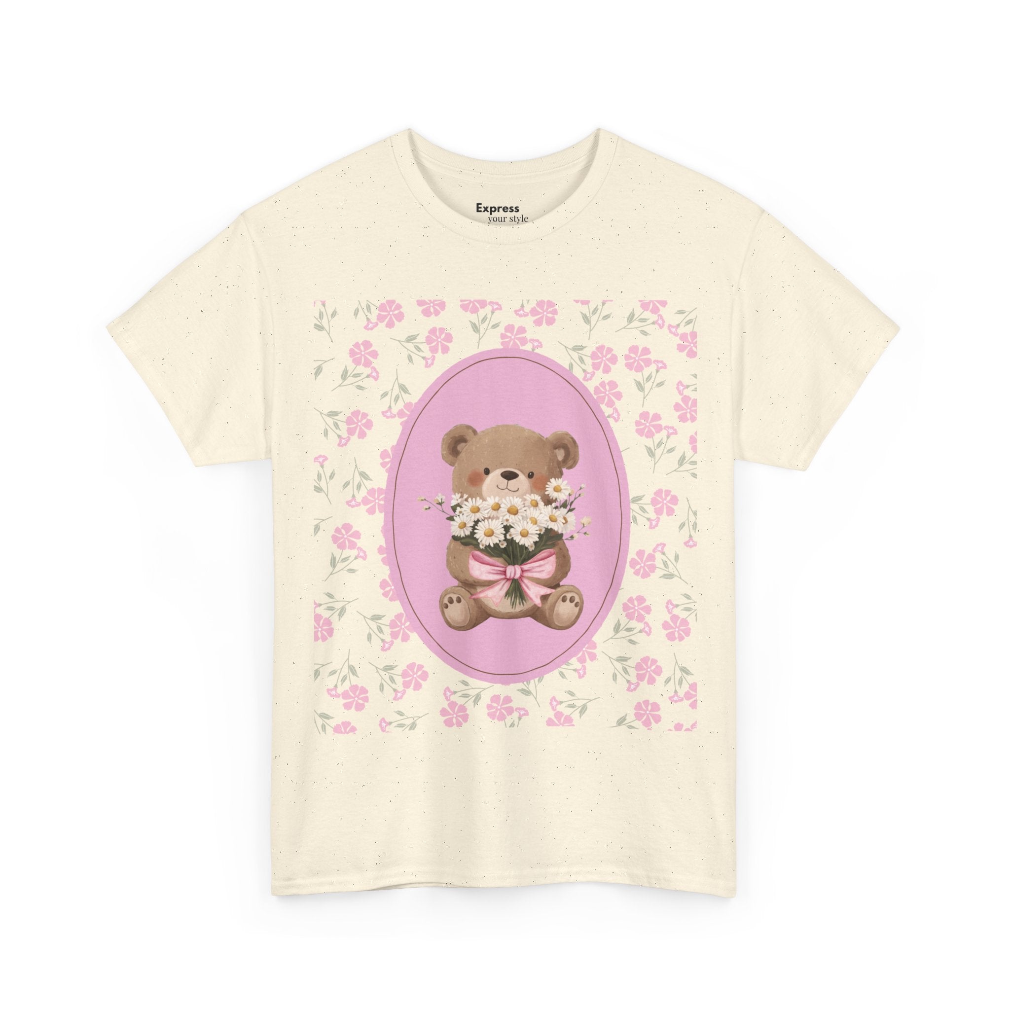 Cute Teddy Bear Bouquet Tee — Pink Floral Baby Shower & New Mom Gift T-Shirt