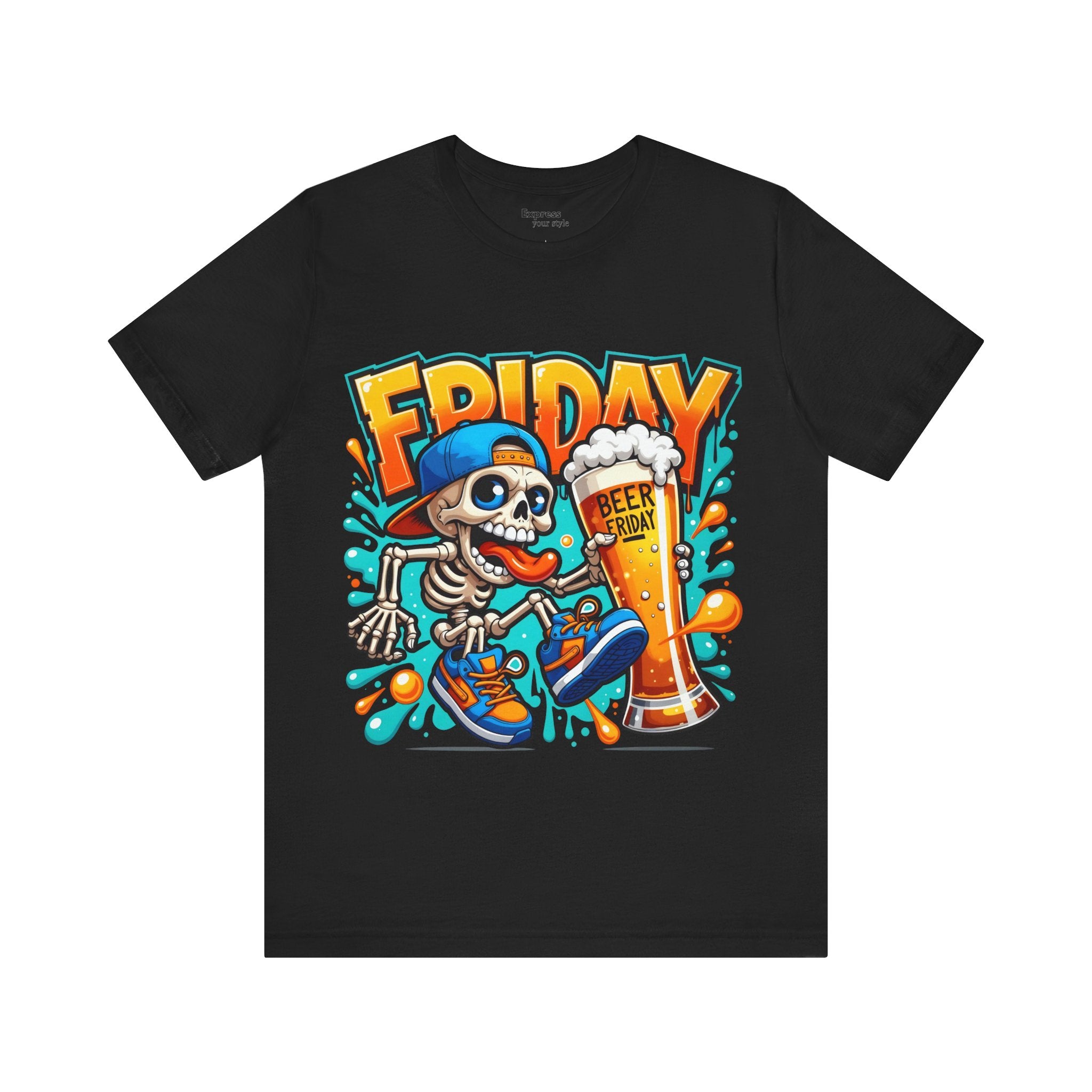 Friday Beer Skeleton Tee – Funny Weekend Drinking T-Shirt