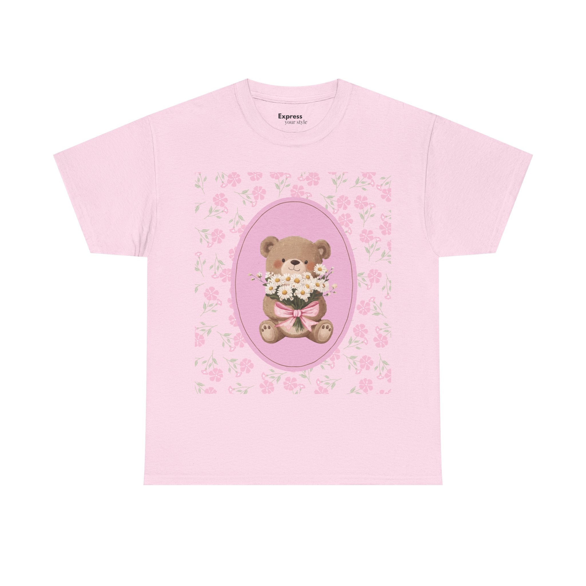 Cute Teddy Bear Bouquet Tee — Pink Floral Baby Shower & New Mom Gift T-Shirt