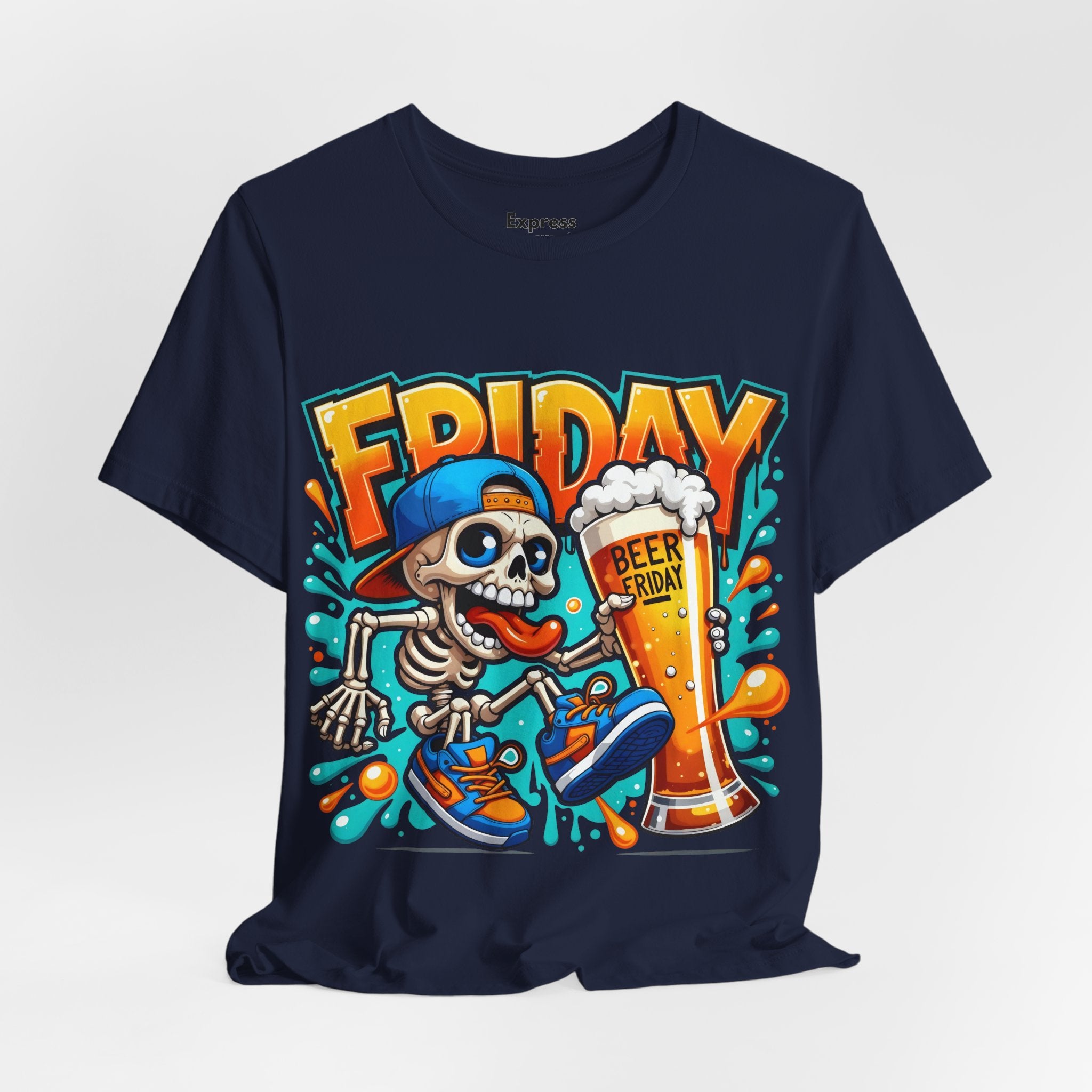 Friday Beer Skeleton Tee – Funny Weekend Drinking T-Shirt