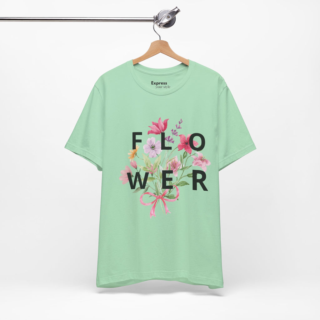 Flower Bouquet Tee — Floral ‘FLOWER’ Graphic T‑Shirt