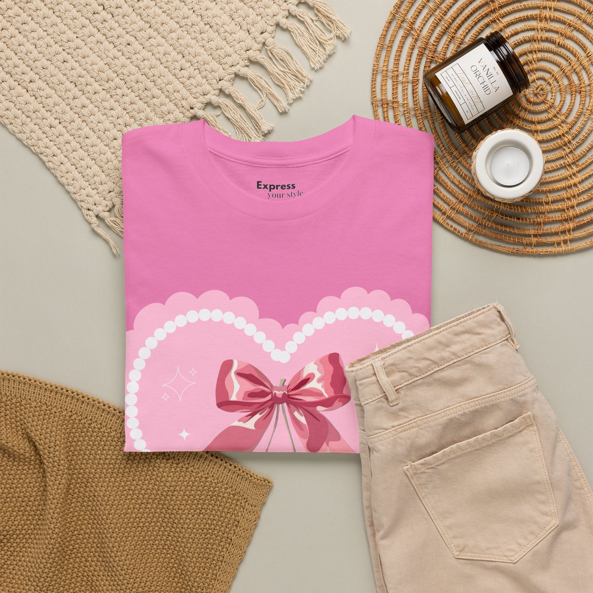 Pink Heart Cherry Graphic Tee — Cute Kawaii Valentine Shirt