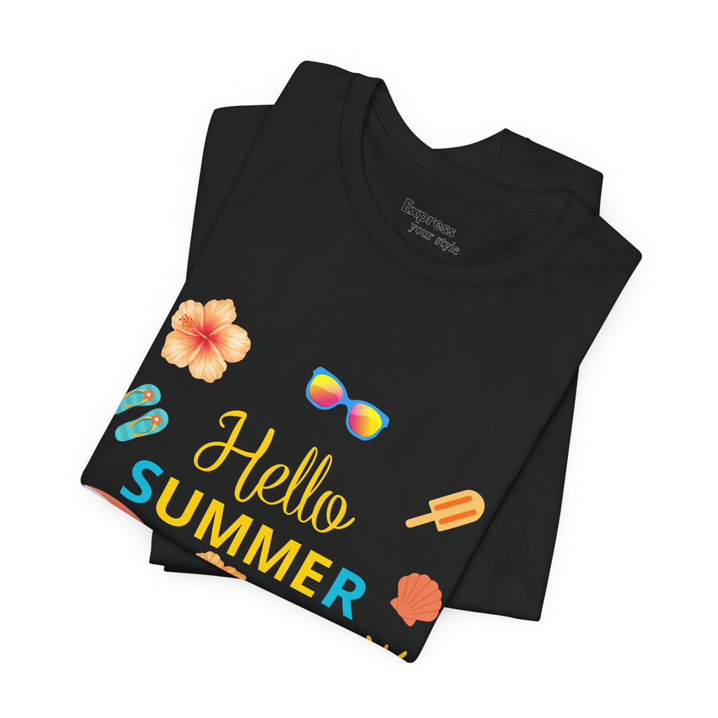 Hello Summer Graphic Tee – Beach Icons T‑Shirt