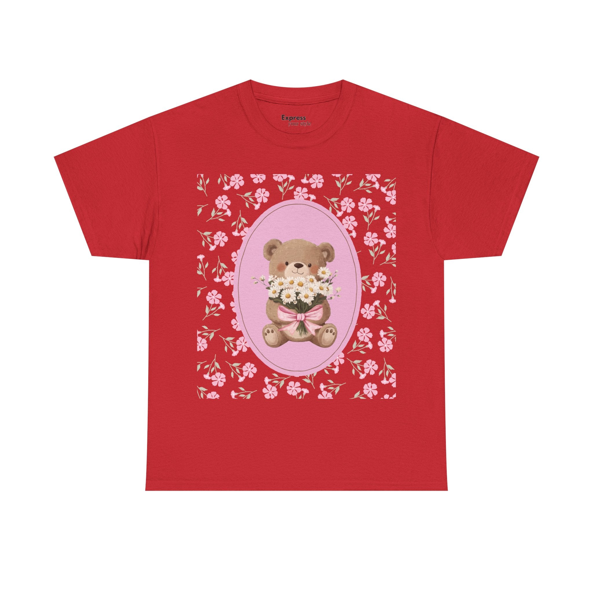 Cute Teddy Bear Bouquet Tee — Pink Floral Baby Shower & New Mom Gift T-Shirt