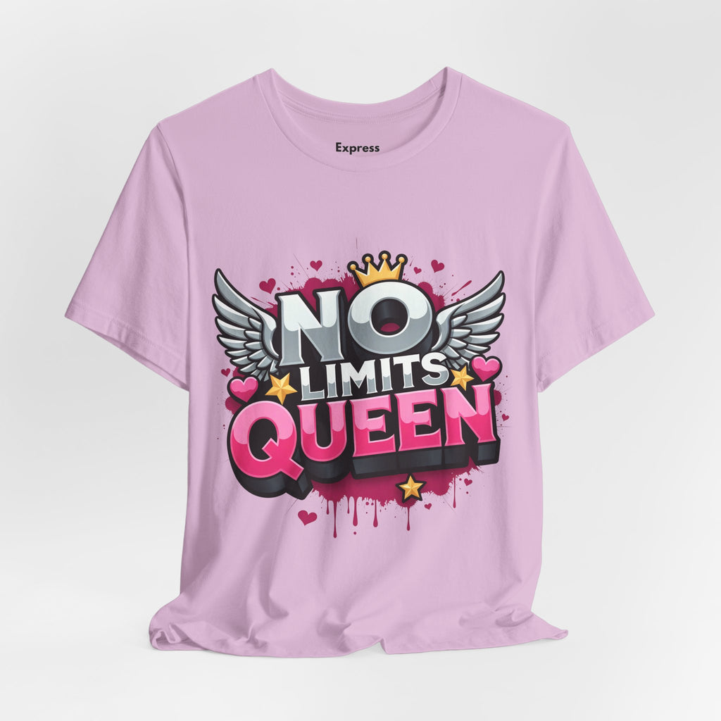 No Limits Queen Graphic Tee — Empowering Pink Crown Winged T-Shirt