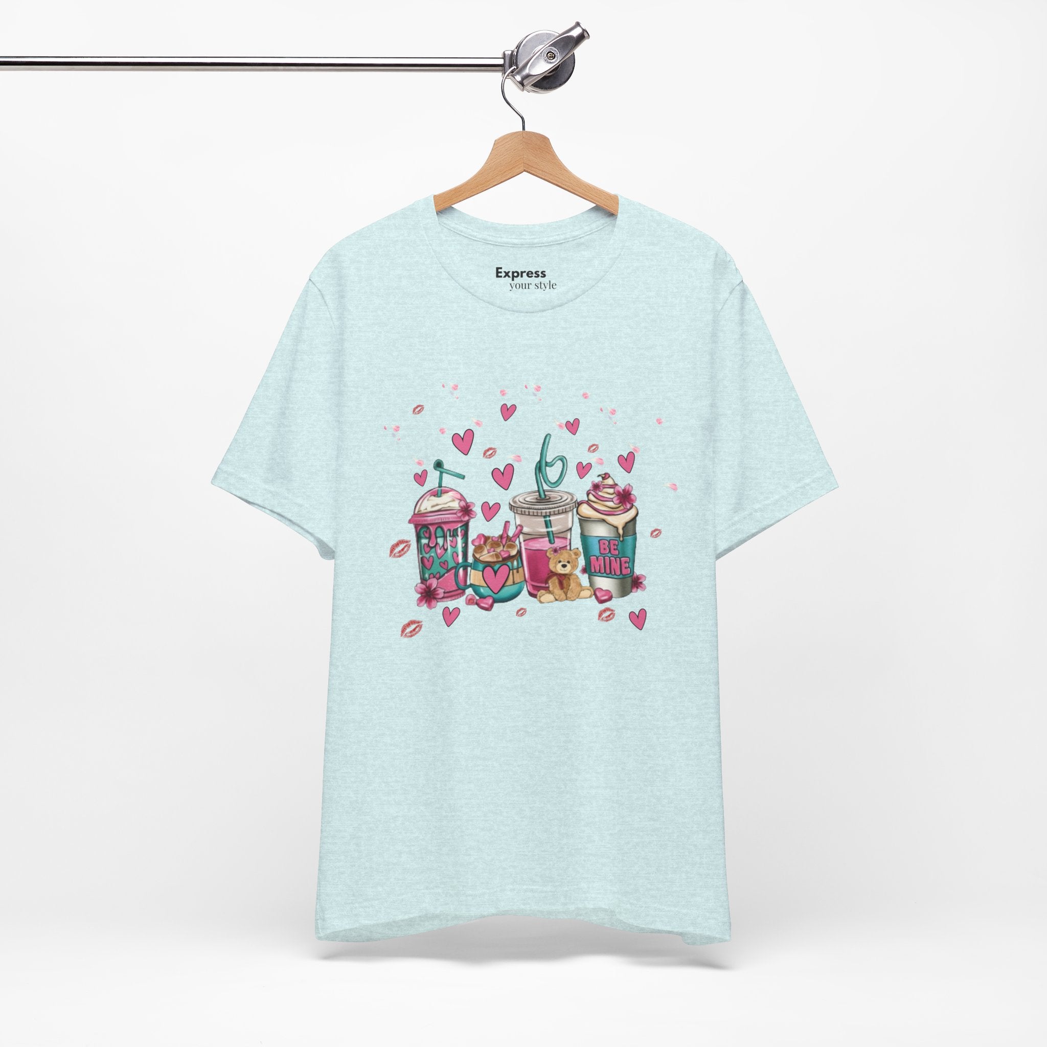 Valentine Sweets Graphic Tee — Cute Dessert Drinks "Be Mine" T‑Shirt