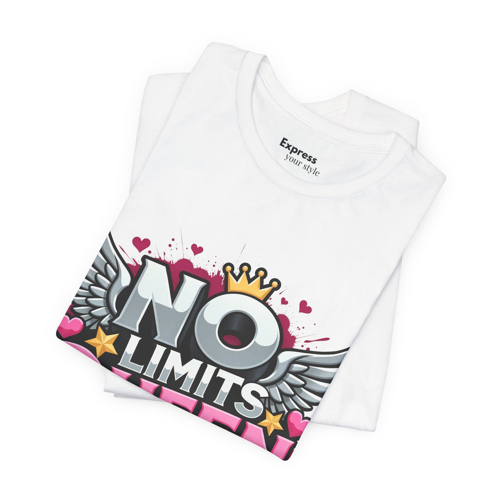 No Limits Queen Graphic Tee — Empowering Pink Crown Winged T-Shirt