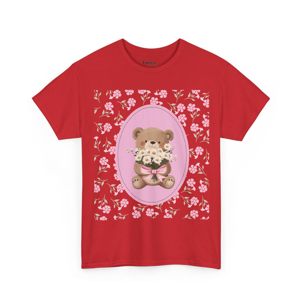Cute Teddy Bear Bouquet Tee — Pink Floral Baby Shower & New Mom Gift T-Shirt