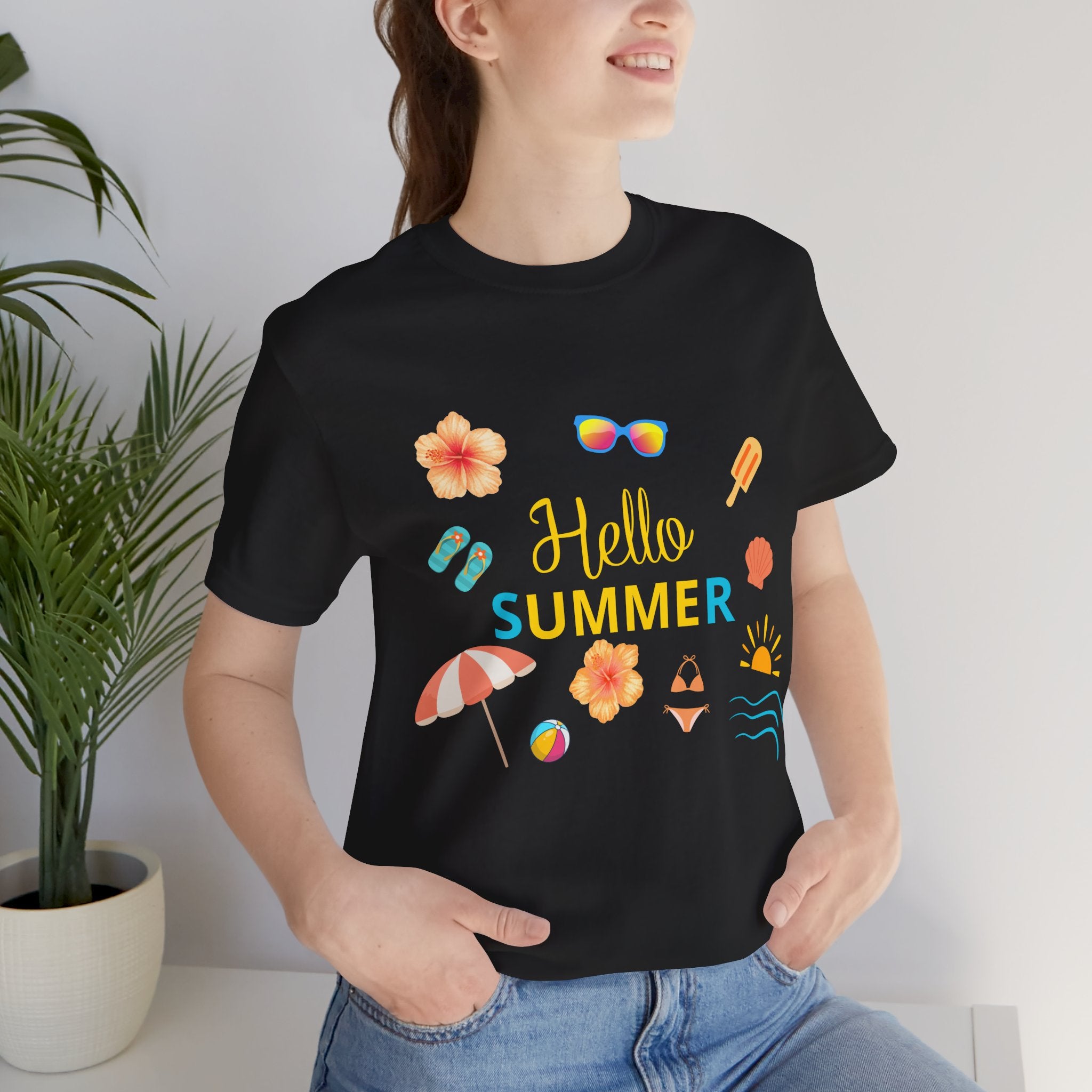 Hello Summer Graphic Tee – Beach Icons T‑Shirt