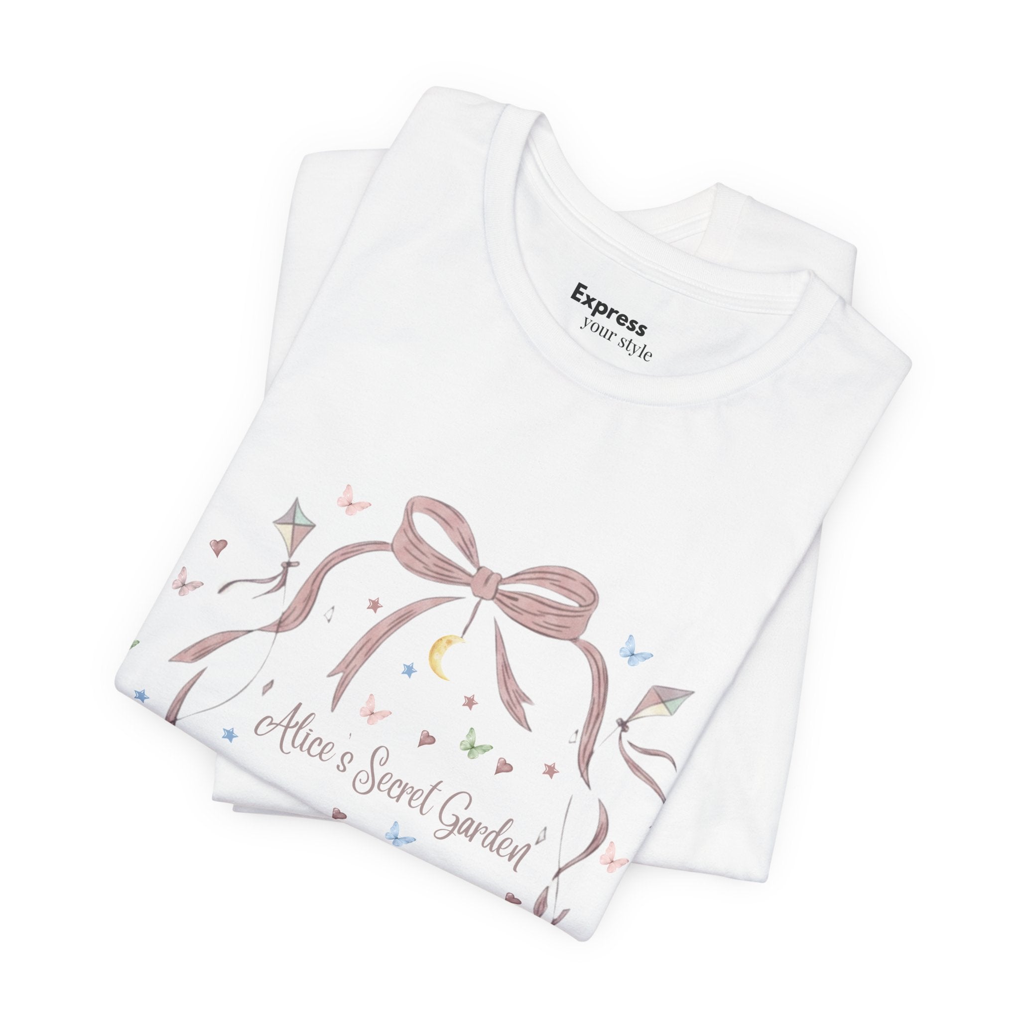 Cute Pastel Teddy Garden T‑Shirt — "Alice in Sweet Garden" Cute Vintage Teacup & Clock Design