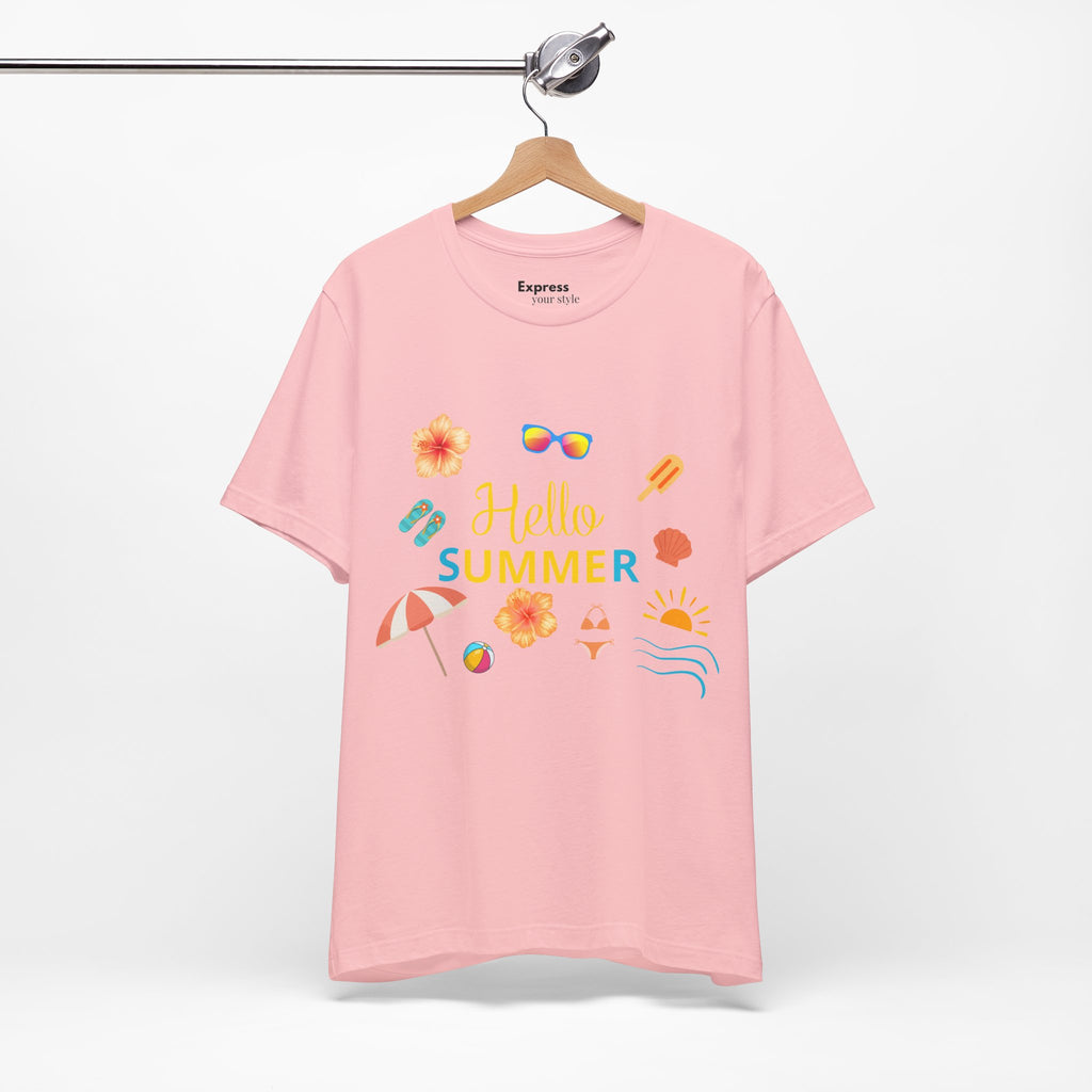 Hello Summer Graphic Tee – Beach Icons T‑Shirt