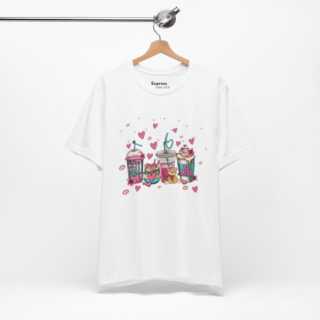 Valentine Sweets Graphic Tee — Cute Dessert Drinks "Be Mine" T‑Shirt