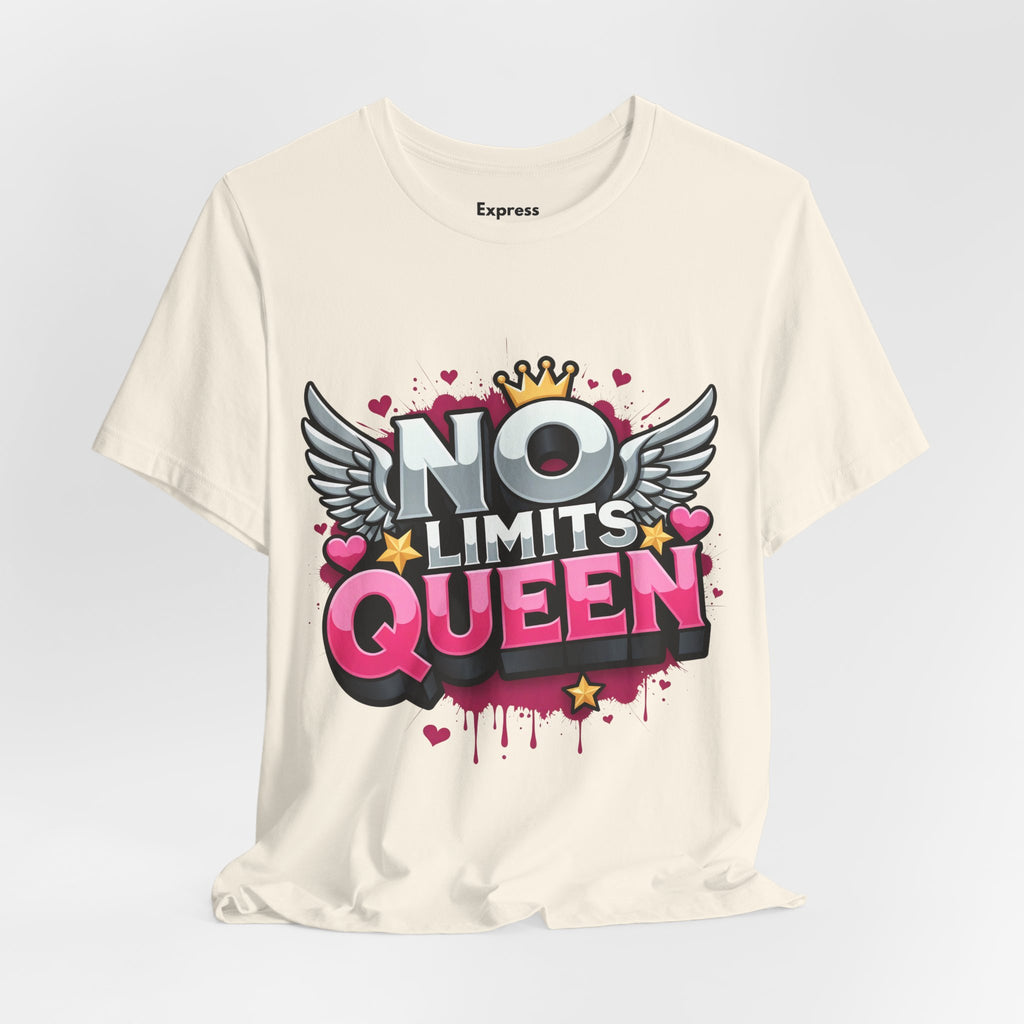 No Limits Queen Graphic Tee — Empowering Pink Crown Winged T-Shirt