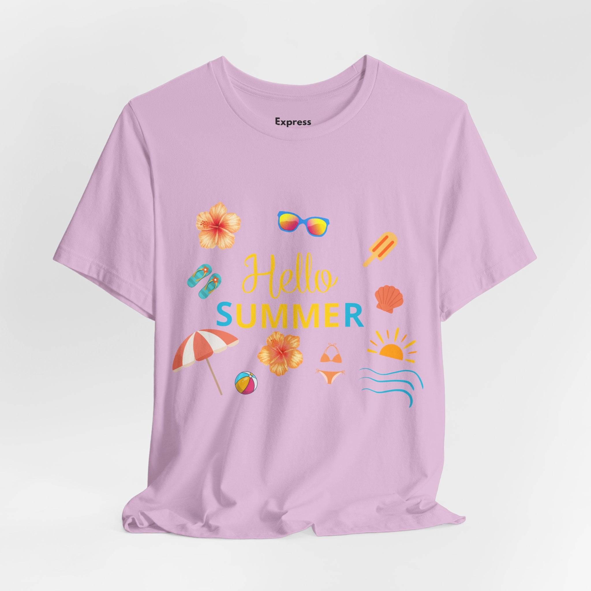 Hello Summer Graphic Tee – Beach Icons T‑Shirt