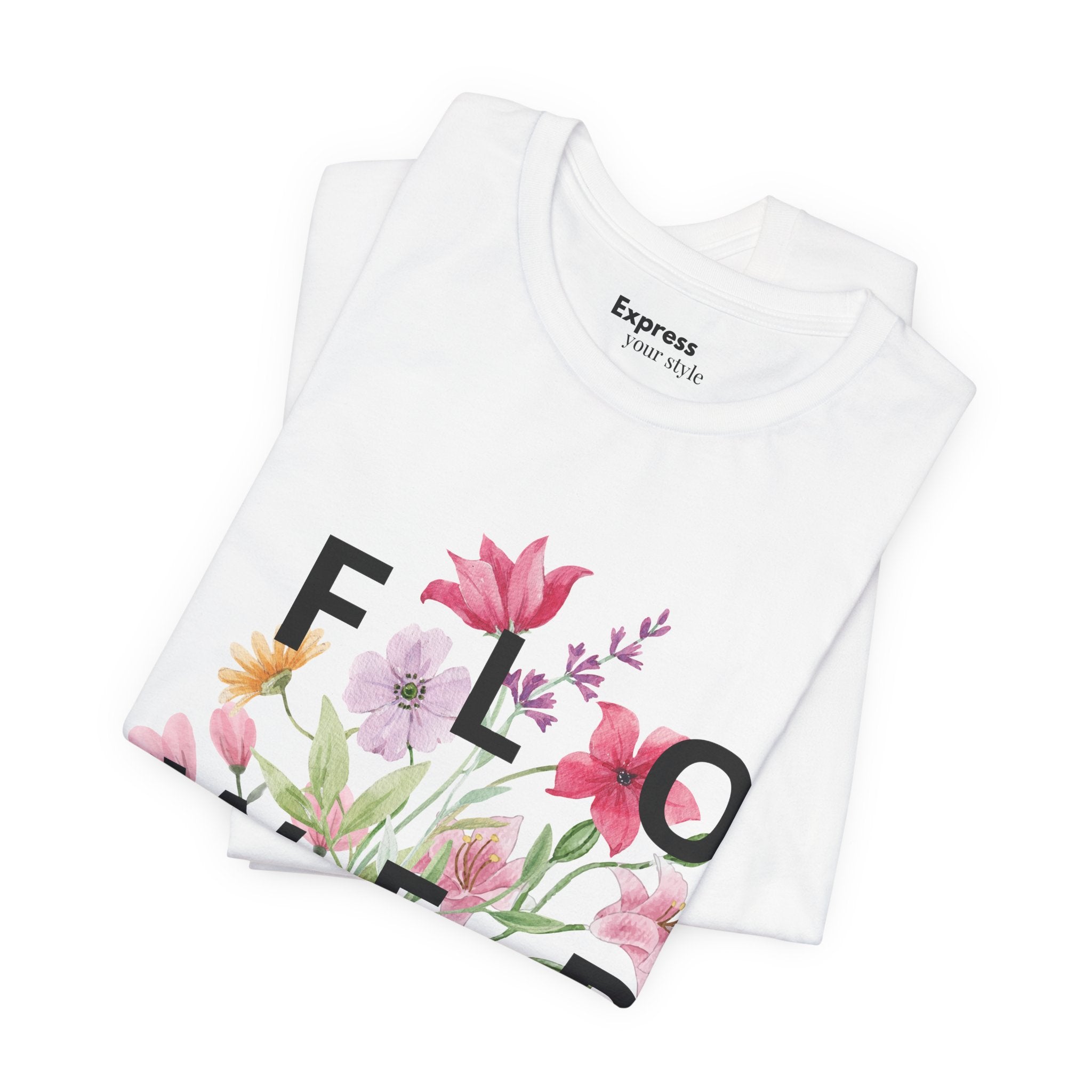 Flower Bouquet Tee — Floral ‘FLOWER’ Graphic T‑Shirt
