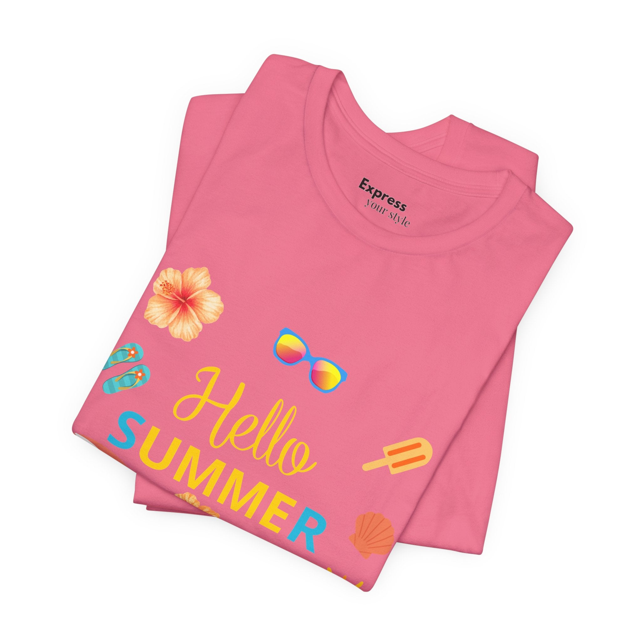 Hello Summer Graphic Tee – Beach Icons T‑Shirt