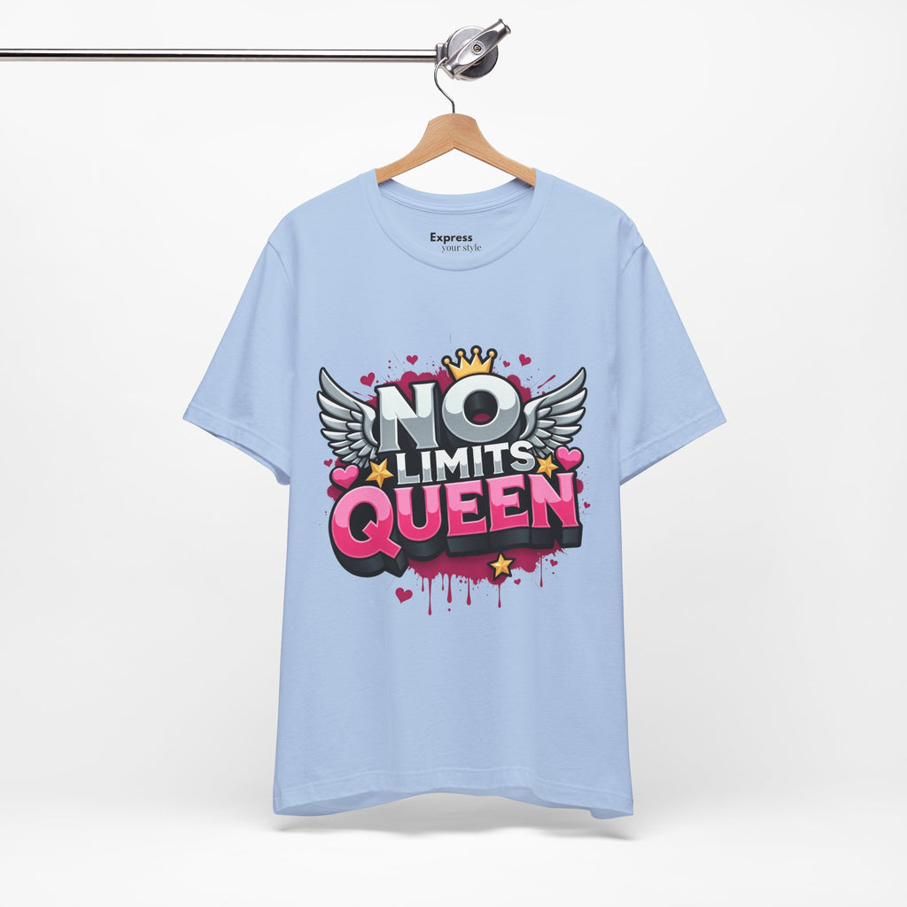 No Limits Queen Graphic Tee — Empowering Pink Crown Winged T-Shirt