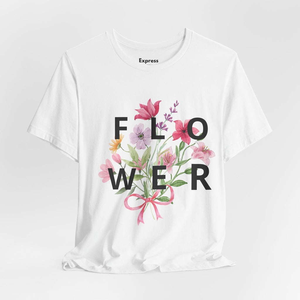 Flower Bouquet Tee — Floral ‘FLOWER’ Graphic T‑Shirt