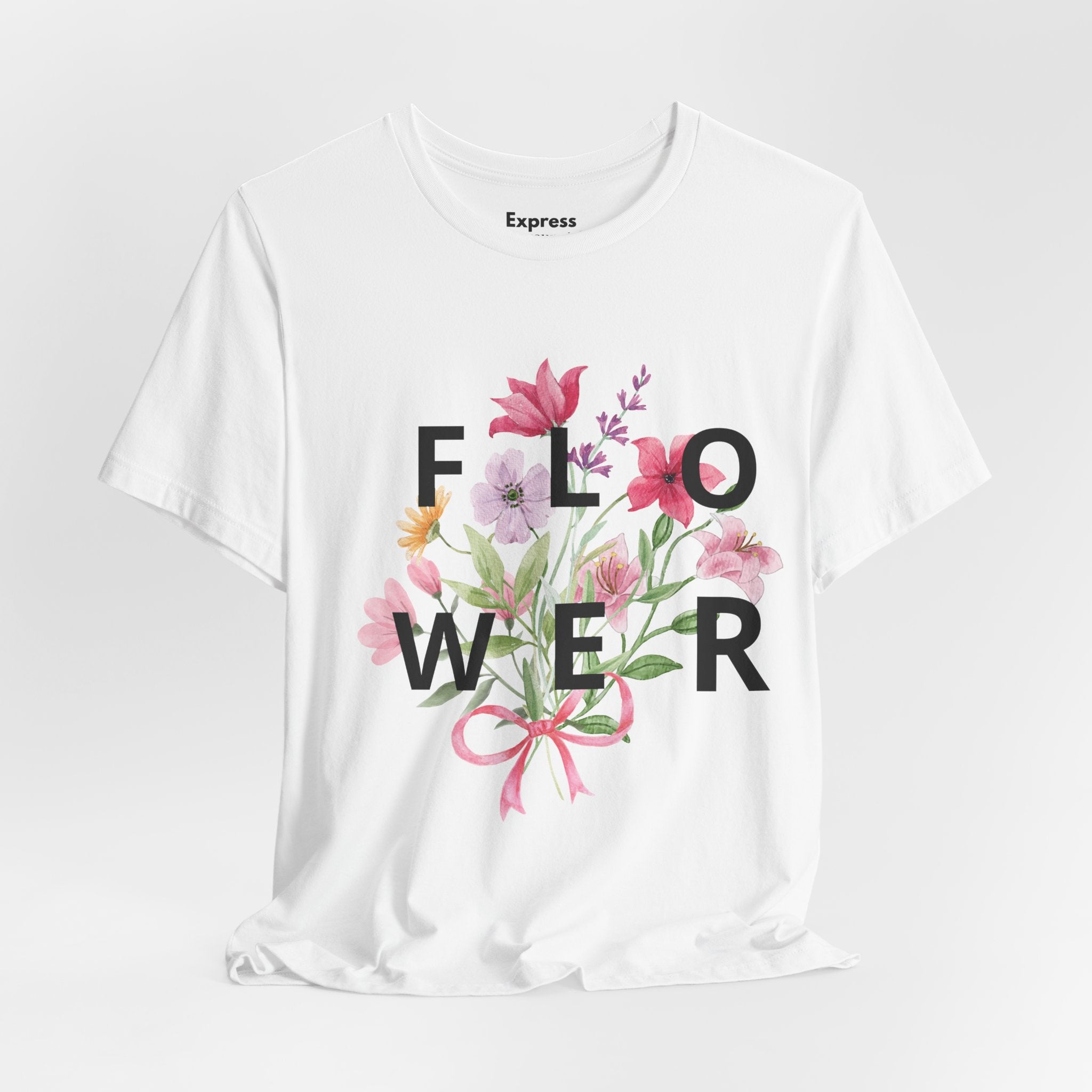 Flower Bouquet Tee — Floral ‘FLOWER’ Graphic T‑Shirt