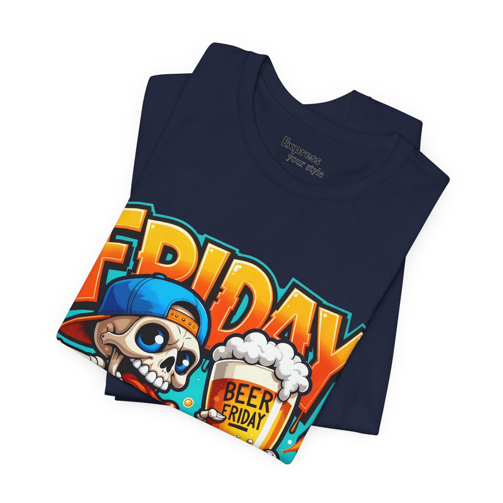 Friday Beer Skeleton Tee – Funny Weekend Drinking T-Shirt