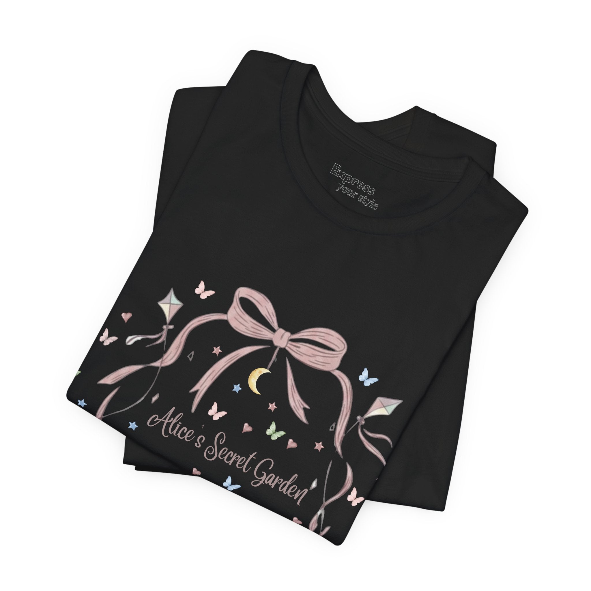 Cute Pastel Teddy Garden T‑Shirt — "Alice in Sweet Garden" Cute Vintage Teacup & Clock Design